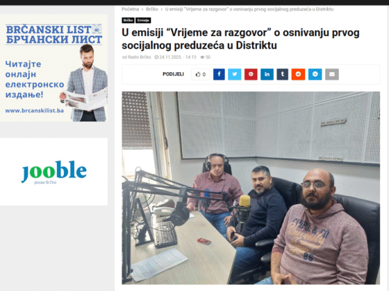 Emisija o osnivanju socijalnog preduzeća zahvaljujući SEI projektu