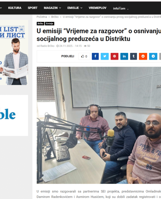 Emisija o osnivanju socijalnog preduzeća zahvaljujući SEI projektu